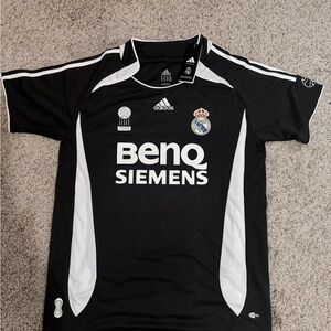 adidas Black and White Real Madrid Kids Soccer Jersey - BenQ Siemens